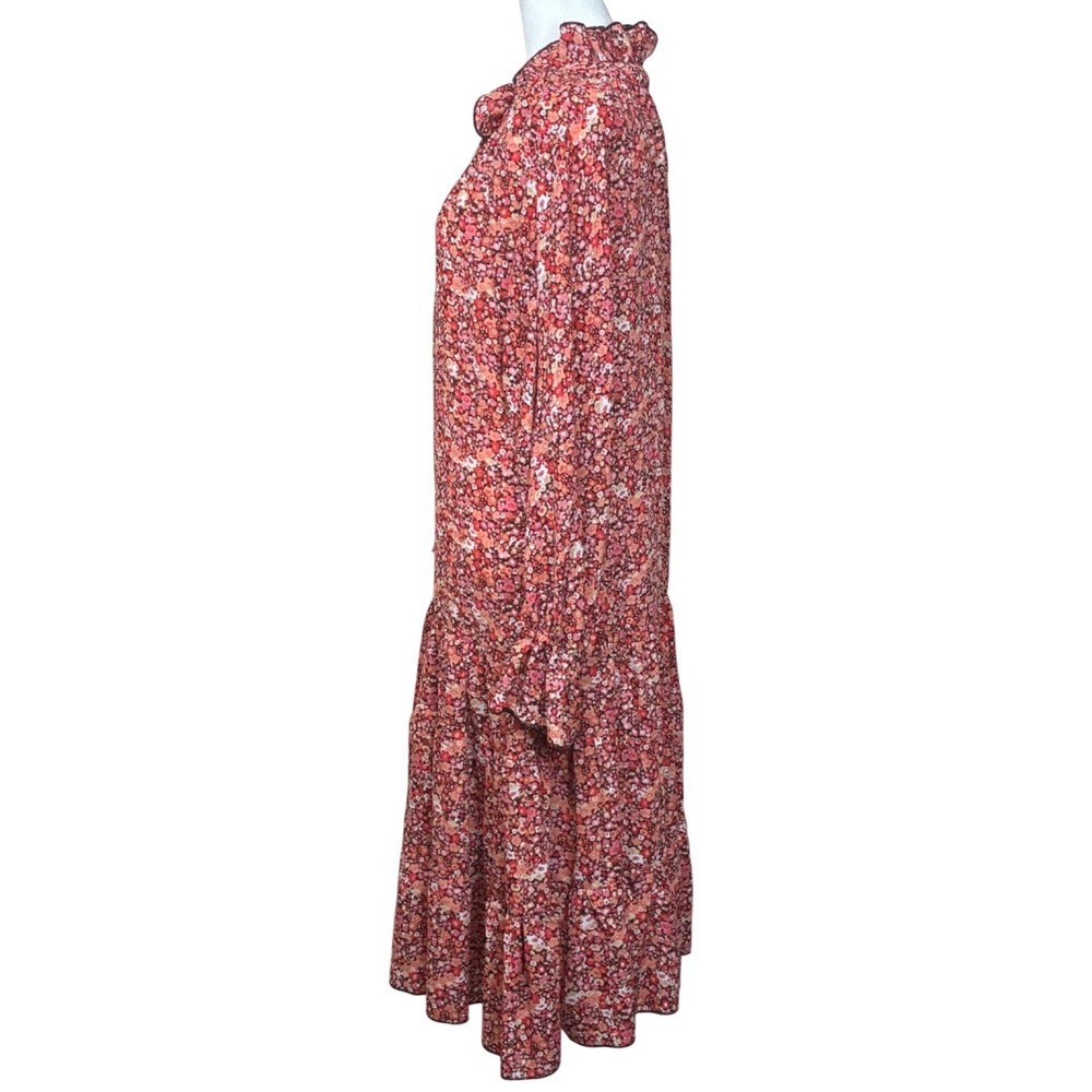 O.P.T.‎ Maxi Country Cowgirl Cottage Core Fairy Sleeve Floral Chiffon Ruffle Hem